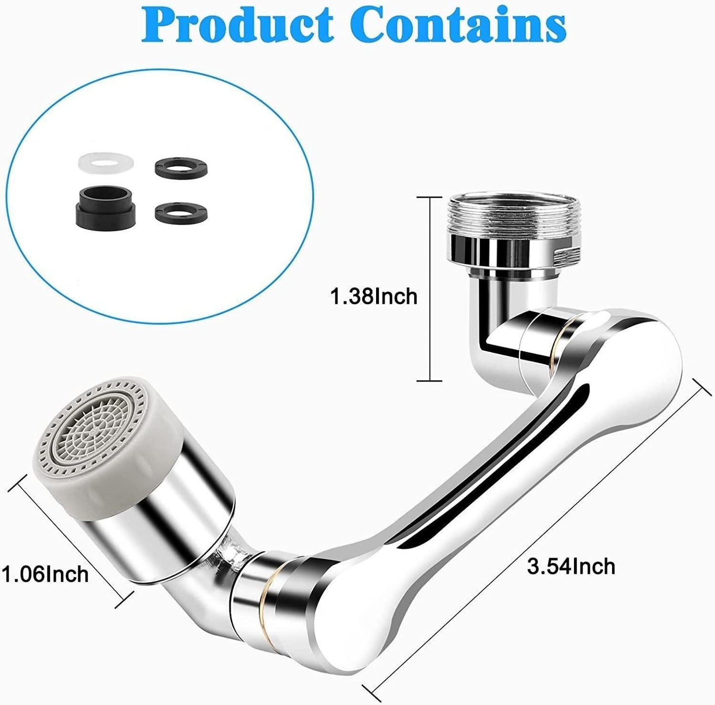 Rotating Faucet Extender Aerator, Universal Splash Filter Faucet, Large Angle Rotating Splash Filter Faucet Extender Aerator  with 2 Water Outlet Modes, Sink Sprayer (All Plastic)